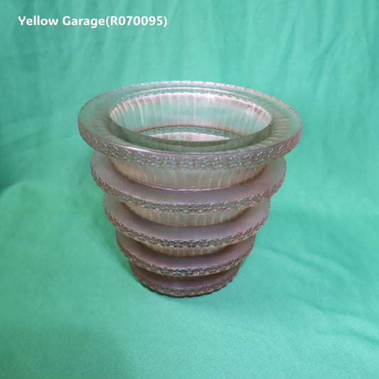 R. LALIQUE フラワーモチーフ厚手アールデコ・ガラスポット 正面