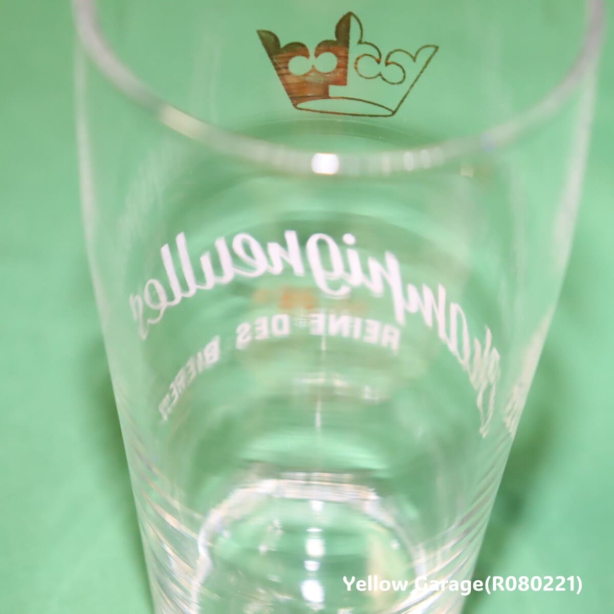 フランスの老舗ビールブランド「Champigneulles(シャンピニュール)」のアンティーク・ビアグラス2客セット_裏側からアップ