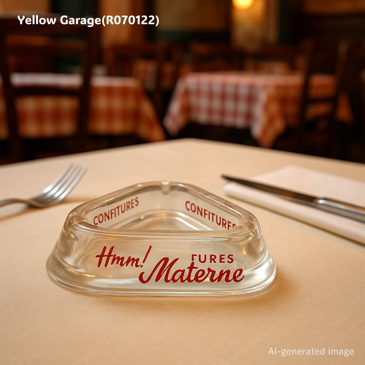 CONFITURES Materne ヴィンテージガラス灰皿｜フランス製三角形