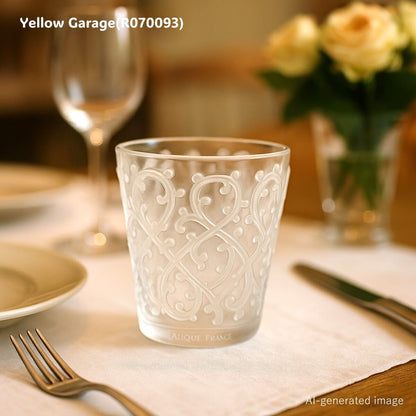 ルネ・ラリック フランス製アール・デコ装飾グラス “Feuilles” モチーフ（R.LALIQUE FRANCE刻印）　AI