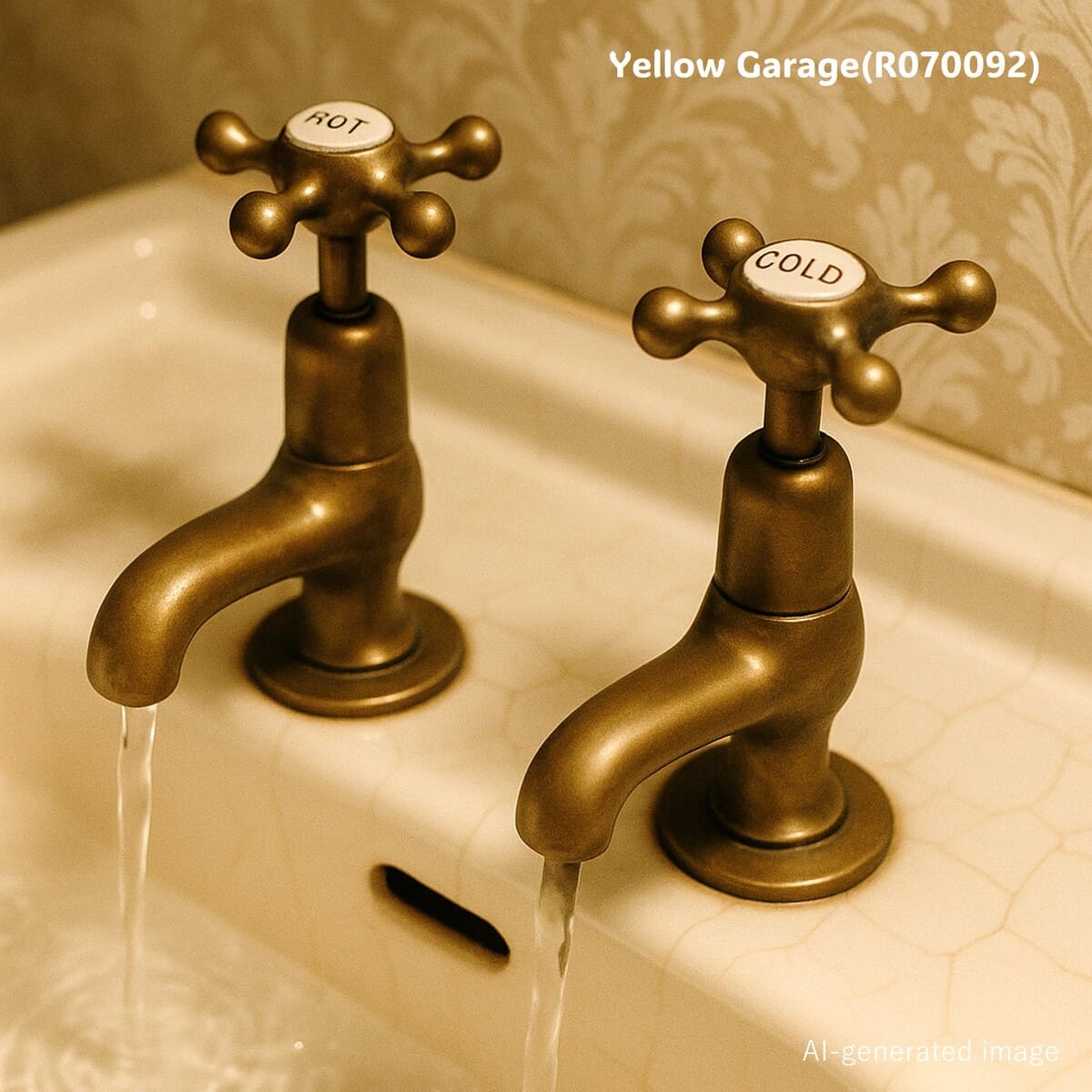 ヴィクトリアンスタイル 真鍮製アンティーク蛇口（HOT & COLD ペア）
