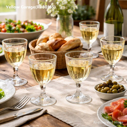 フランスの老舗ガラスメーカー「リュミナルク」によるクラシカルなデザインのワイングラス6客セット_AI