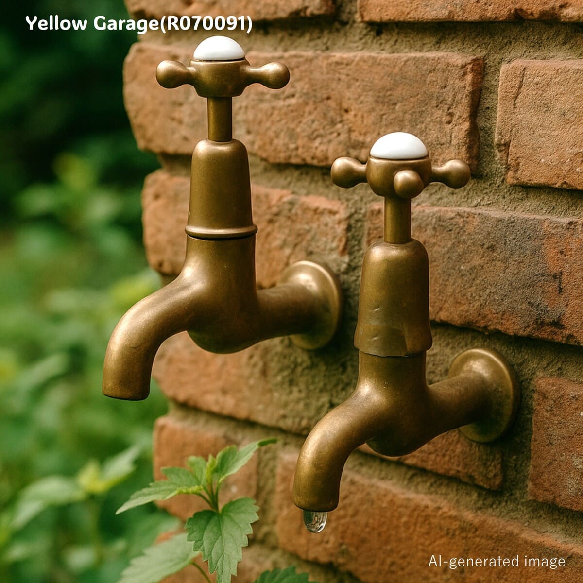 アンティーク真鍮製蛇口セット（HOTラベル付き・2本組）｜イギリス製推定　AI