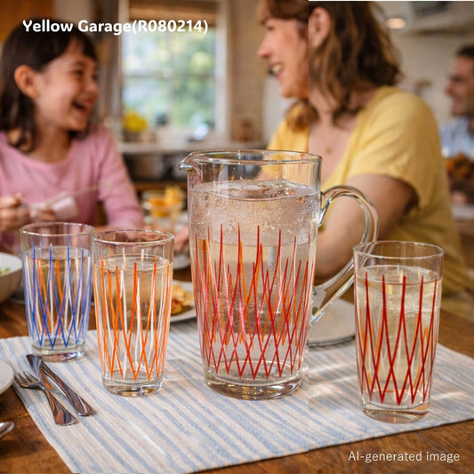 アンティークのガラス製ピッチャー1点とグラス3点が揃った希少なセット＿AI