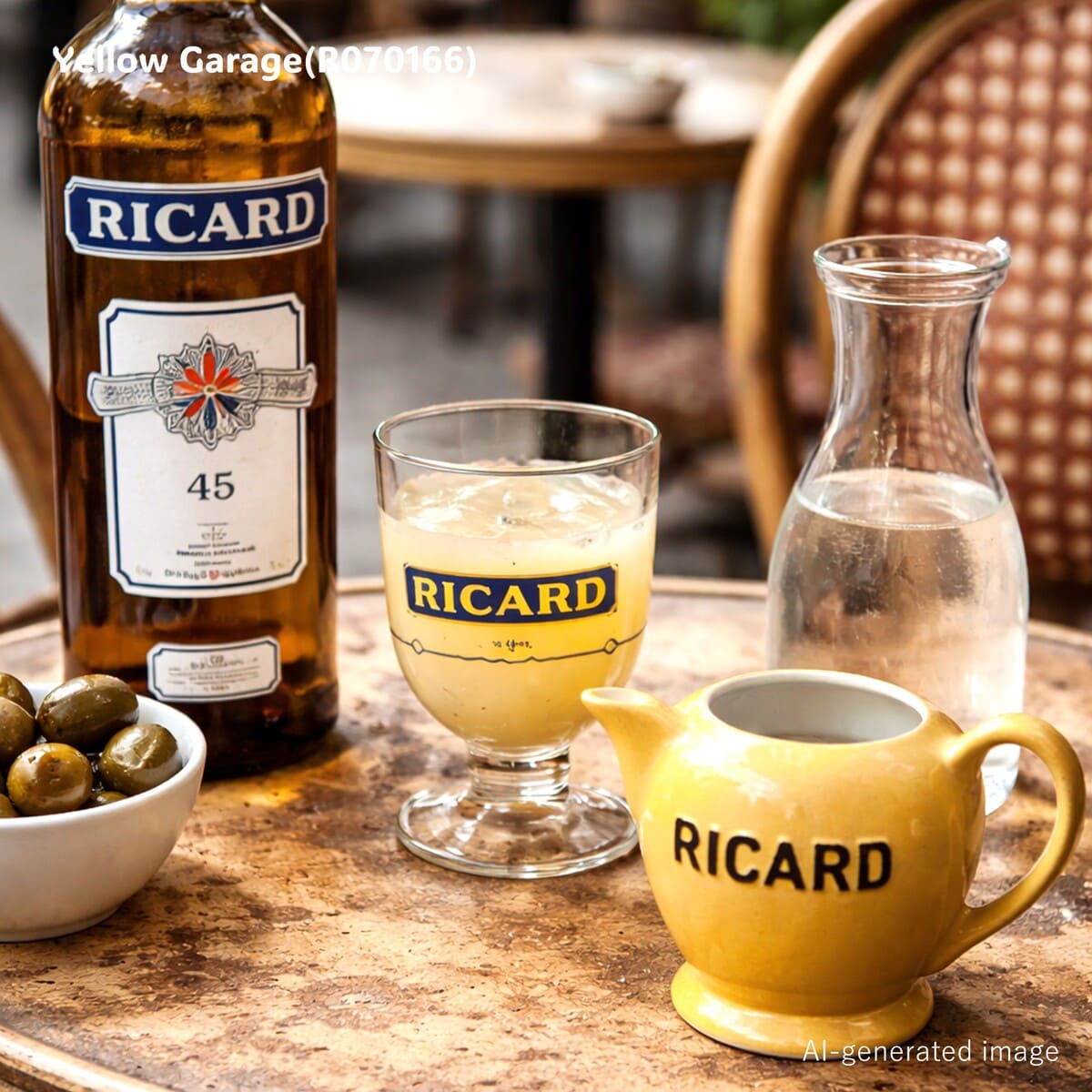 フランスの陶芸工房 Atelier de Céramique RICARD によって制作された陶器製のヴィンテージポット_AI