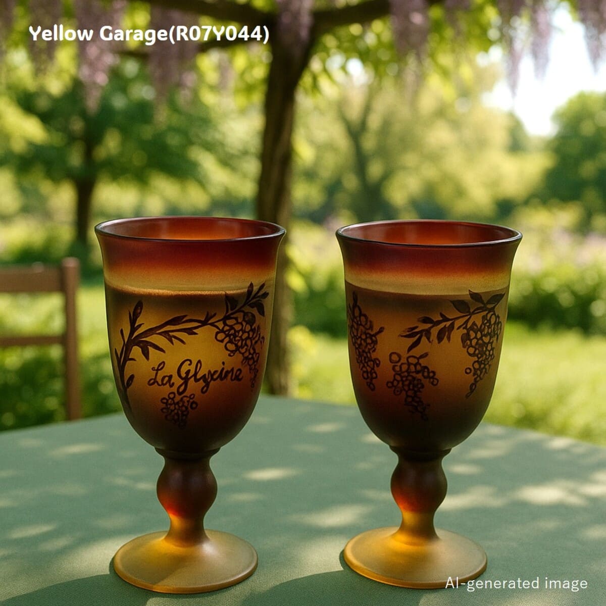 すりガラスに浮かぶ植物文様
小さなグラスに込められた優雅な時間AI