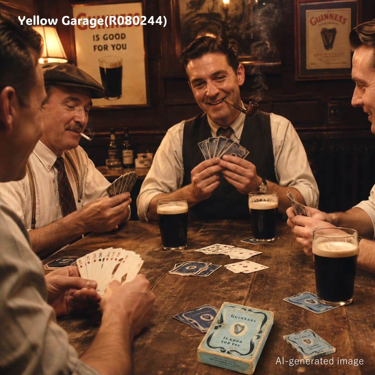 アイルランドを代表するビールブランド「GUINNESS（ギネス）」のヴィンテージ広告トランプセット_AI