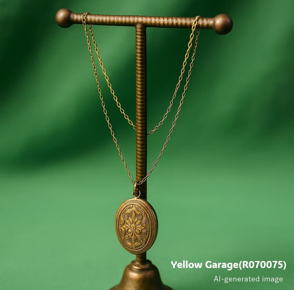 アンティーク真鍮製アクセサリスタンド（縞模様装飾）＿AI