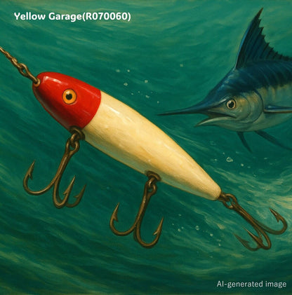 Pflueger（フルーガー） アンティーク木製ルアー Red Head White Body 4950AI