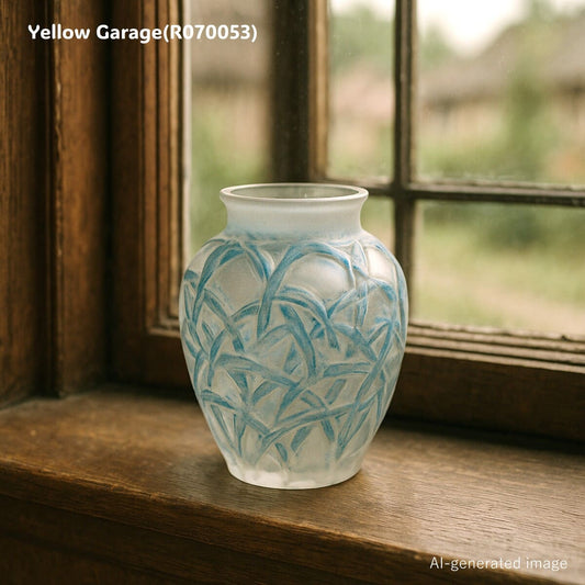 R.Lalique ブルー・パティネ サティネ／クリスタル 小型一輪挿し（高さ約13cm）AI