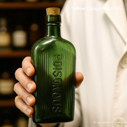 希少なグリーンガラスのアンティークボトル＿AI