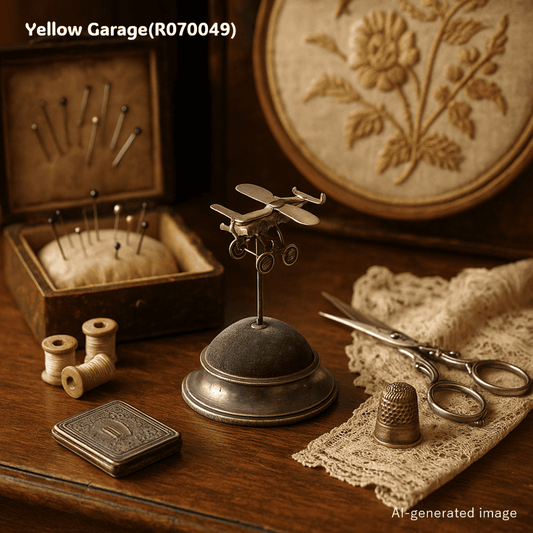 アンティーク純銀製 ソーイング針山／飛行機モチーフ（バーミンガム 1900年代初頭）AI