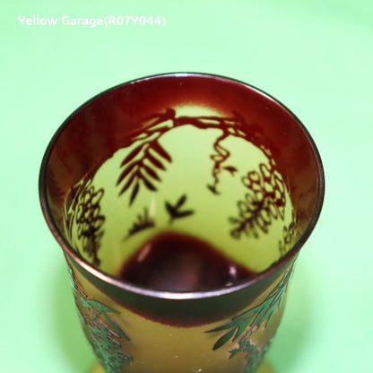 アールヌーヴォー風 葡萄文様 小型グラス 2客セット（高さ9cm）