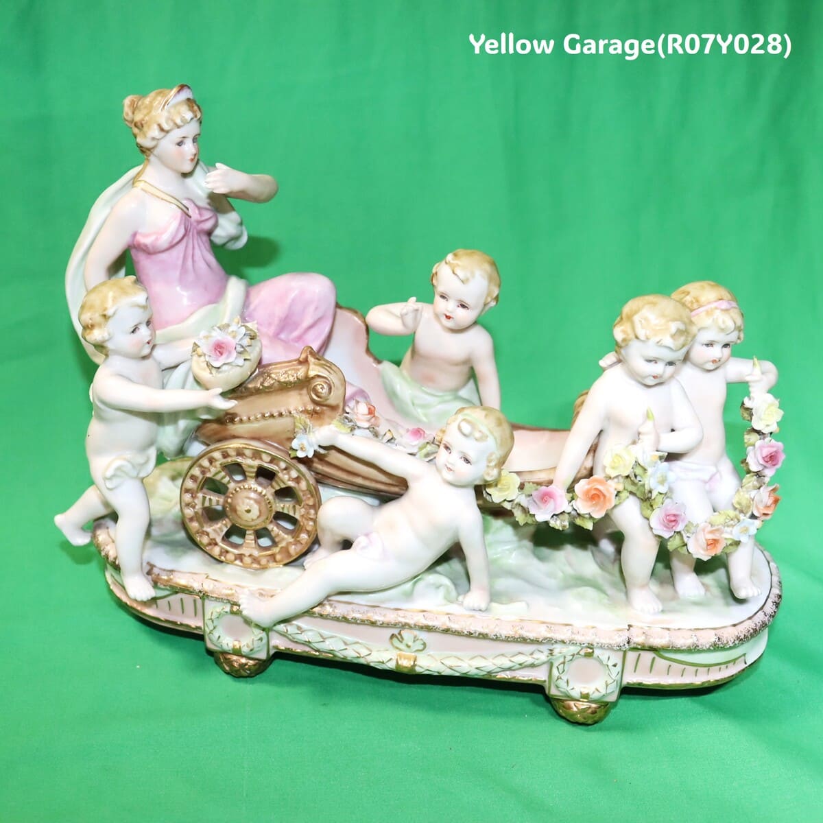 ロココスタイル 女神と天使の陶器フィギュリン｜ビスクポーセリン置物 28cm