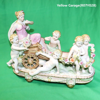 ロココスタイル 女神と天使の陶器フィギュリン｜ビスクポーセリン置物 28cm