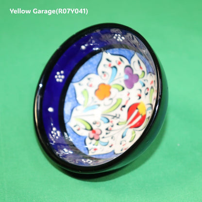 トルコ製 ハンドメイド陶器 小鉢（ブルー＆ネイビー 2点セット）