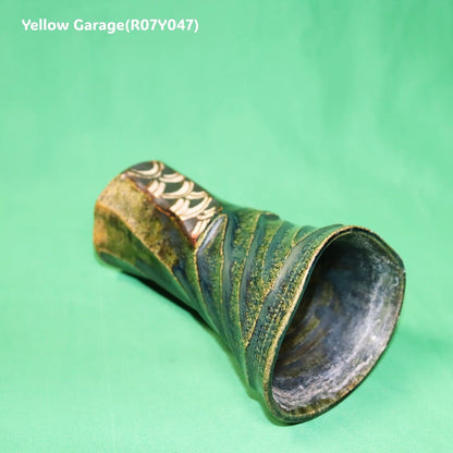 棚橋淳 作　織部青海波文 フリーカップ（高さ14cm）