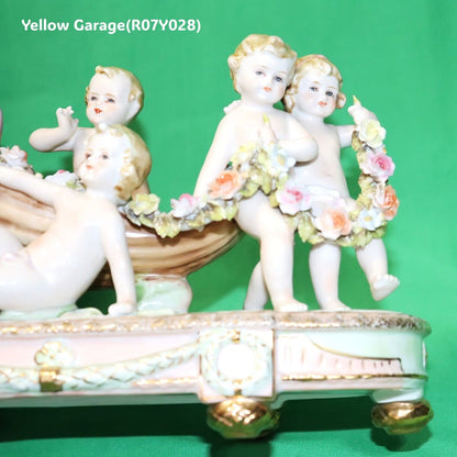 ロココスタイル 女神と天使の陶器フィギュリン｜ビスクポーセリン置物 28cm