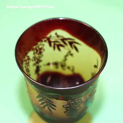 アールヌーヴォー風 葡萄文様 小型グラス 2客セット（高さ9cm）