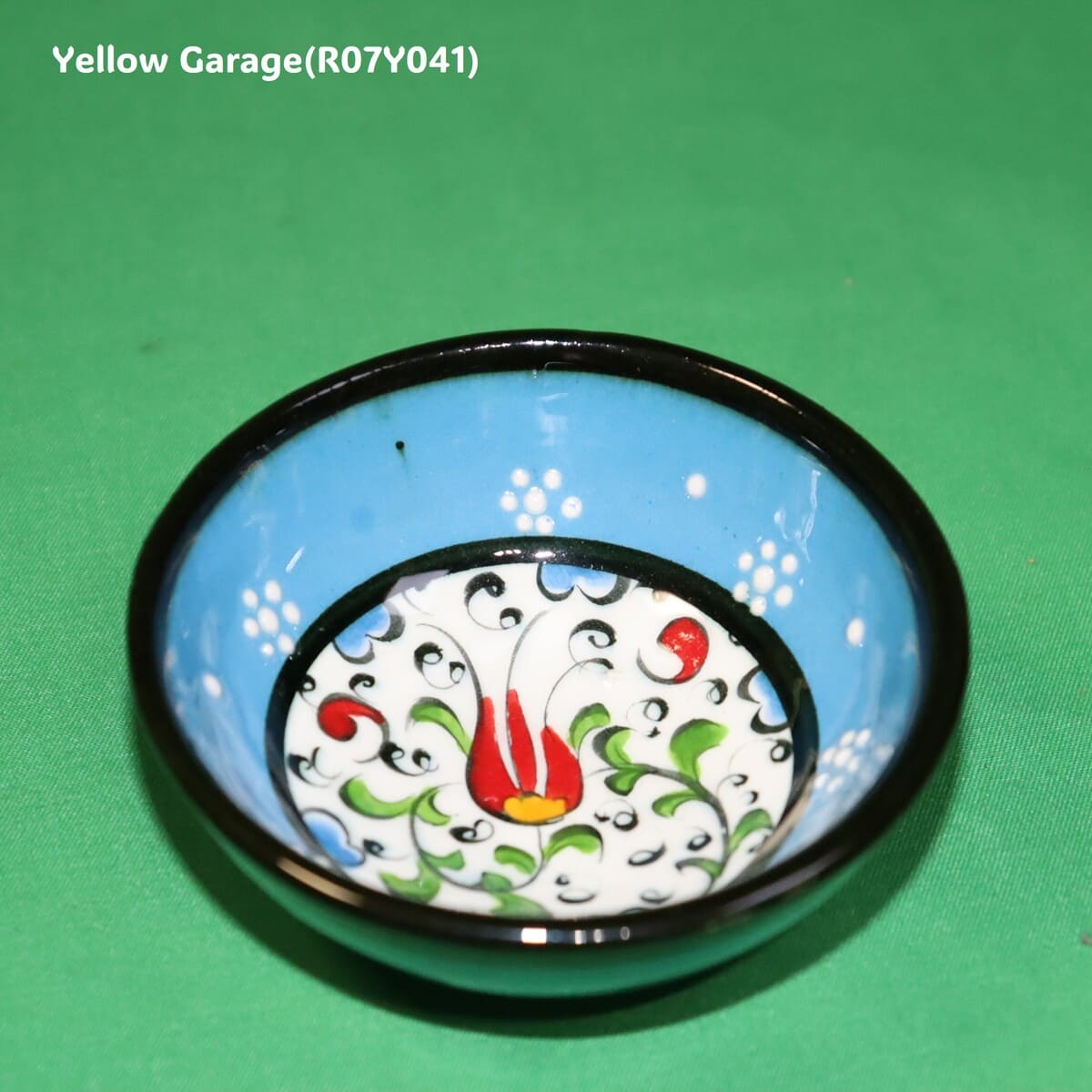 トルコ製 ハンドメイド陶器 小鉢（ブルー＆ネイビー 2点セット）