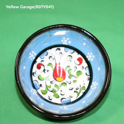 トルコ製 ハンドメイド陶器 小鉢（ブルー＆ネイビー 2点セット）