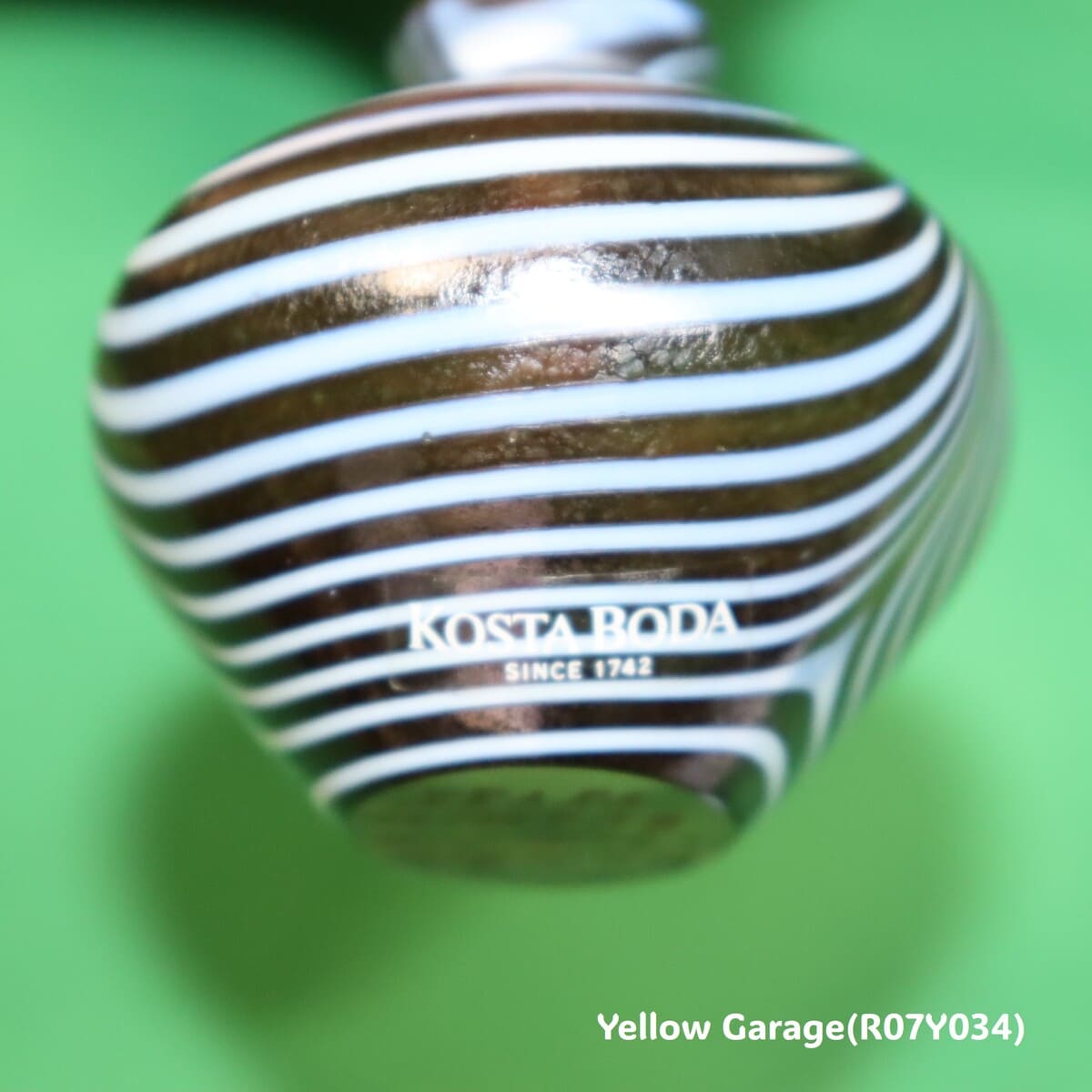 KOSTA BODA コスタボダ アートガラス ミニベース “Brown &amp; White Flow” 6cm炉メーカー＾