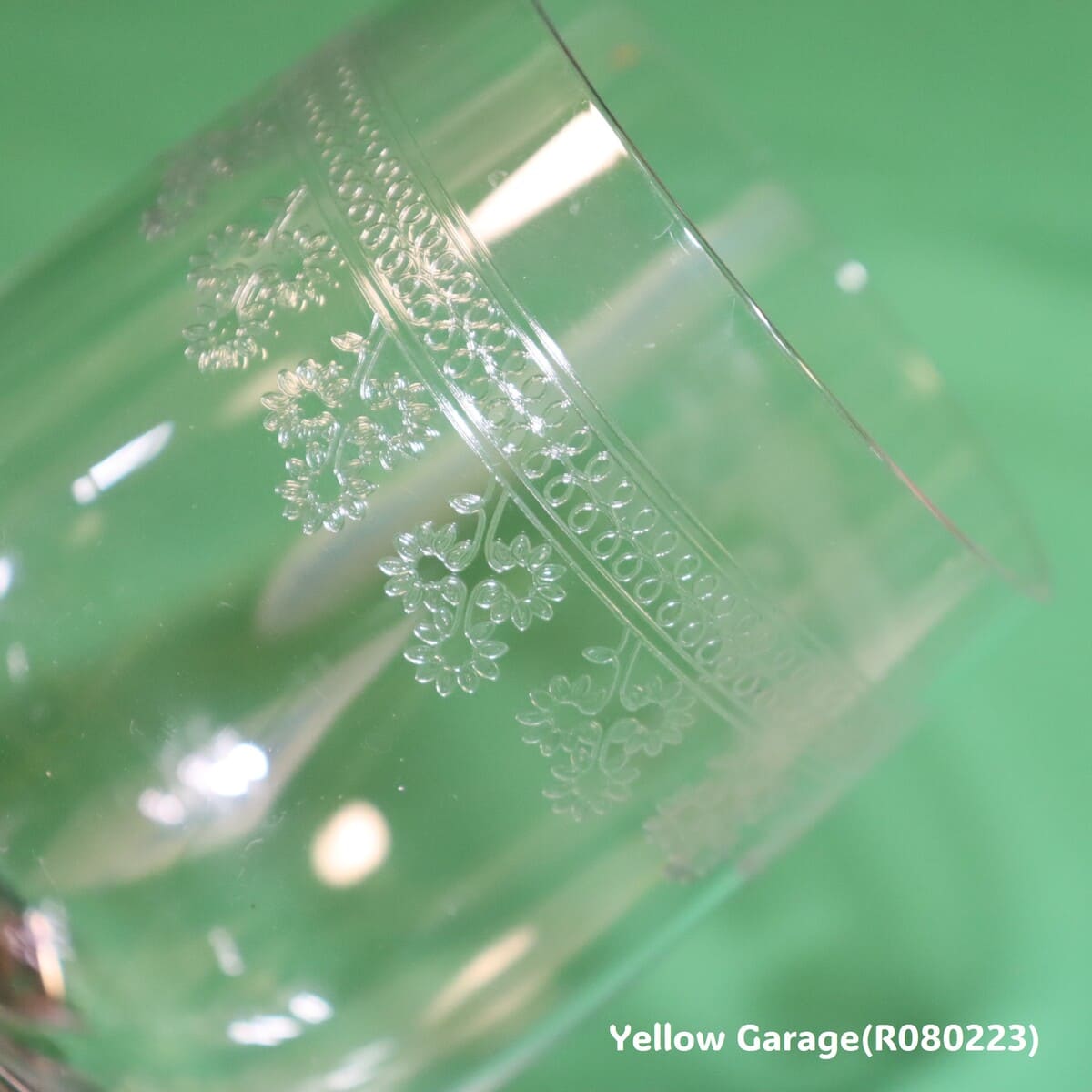 フランスを代表するクリスタルブランドオールドバカラによる「ポンパドール」シリーズのアンティーク・ウォーターグラ＿模様超アップ右上