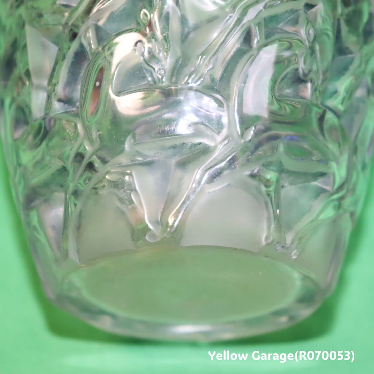 R.Lalique ブルー・パティネ サティネ／クリスタル 小型一輪挿し「シャモア/Chamois」（高さ約13cm）