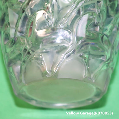 R.Lalique ブルー・パティネ サティネ／クリスタル 小型一輪挿し「シャモア/Chamois」（高さ約13cm）