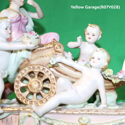 ロココスタイル 女神と天使の陶器フィギュリン｜ビスクポーセリン置物 28cm