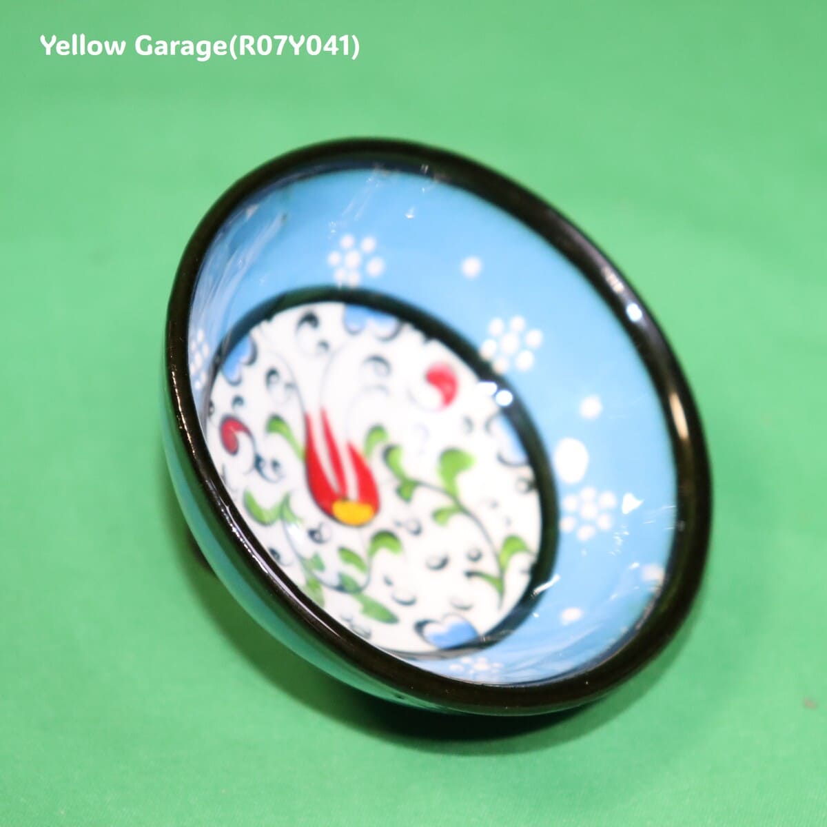 トルコ製 ハンドメイド陶器 小鉢（ブルー＆ネイビー 2点セット）