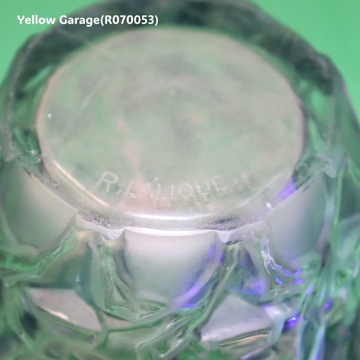 R.Lalique ブルー・パティネ サティネ／クリスタル 小型一輪挿し「シャモア/Chamois」（高さ約13cm）