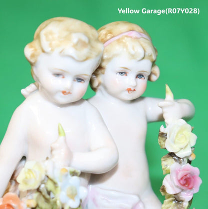 ロココスタイル 女神と天使の陶器フィギュリン｜ビスクポーセリン置物 28cm