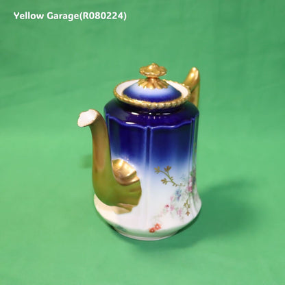 19世紀末〜20世紀初頭に製造されたフランス・リモージュのアンティークティーセット_ポット左中