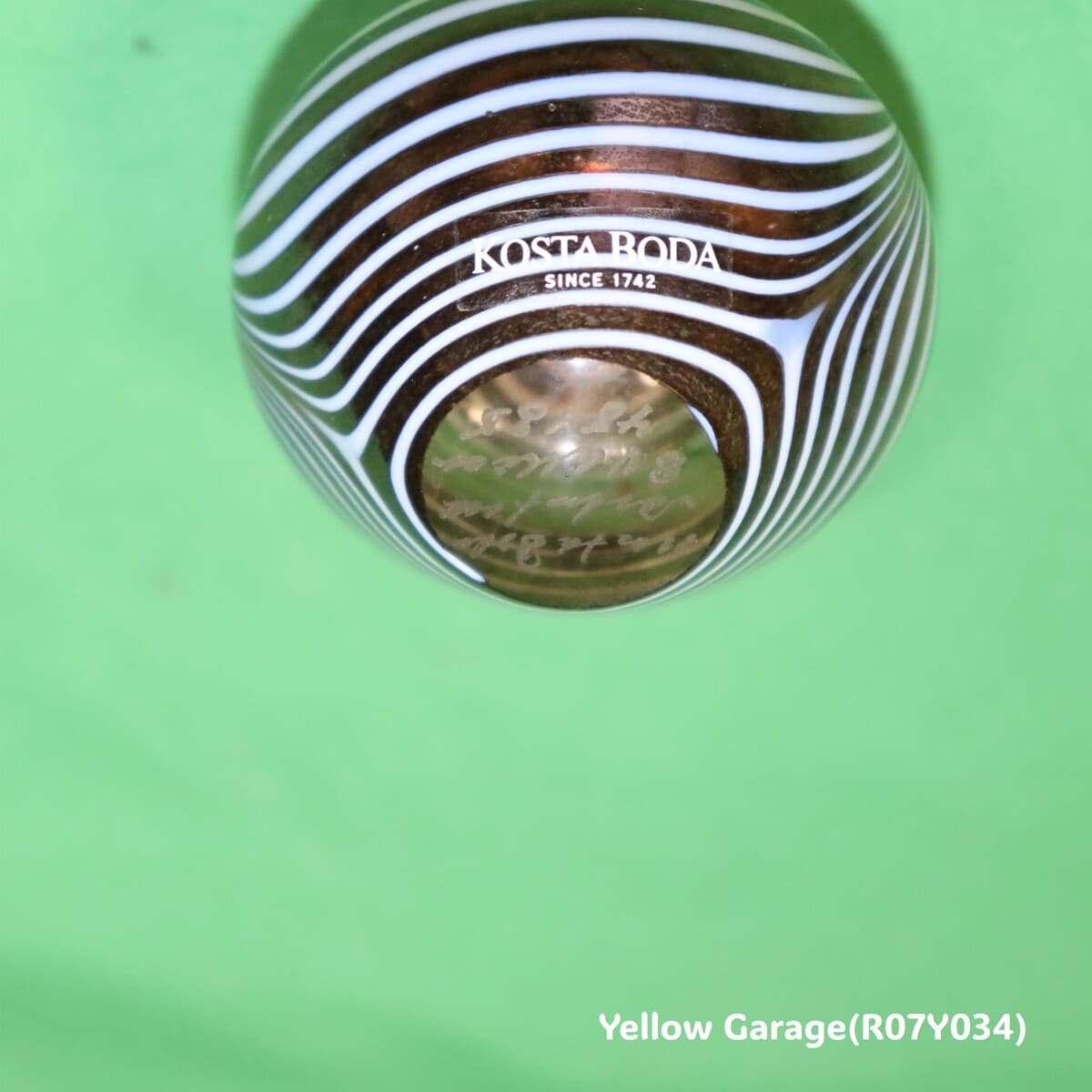 KOSTA BODA コスタボダ アートガラス ミニベース “Brown & White Flow” 6cm