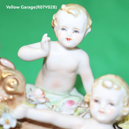 ロココスタイル 女神と天使の陶器フィギュリン｜ビスクポーセリン置物 28cm