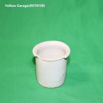 白釉の小さなアンティーク陶器ポット_正面傷