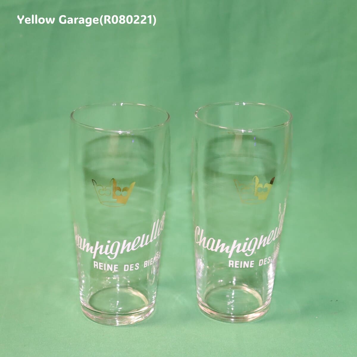 フランスの老舗ビールブランド「Champigneulles（シャンピニュール）」のアンティーク・ビアグラス2客セット＿二個