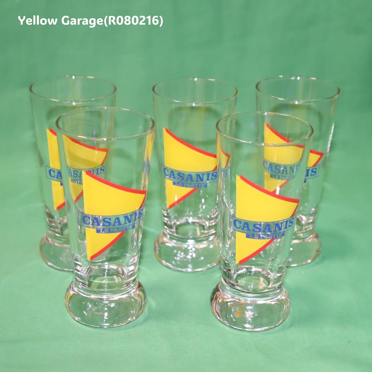 フランスの老舗パスティス（アニス酒）ブランドCASANIS（カサニス）／LE PASTIS のアンティーク・トールグラス5客セット＿５個全部
