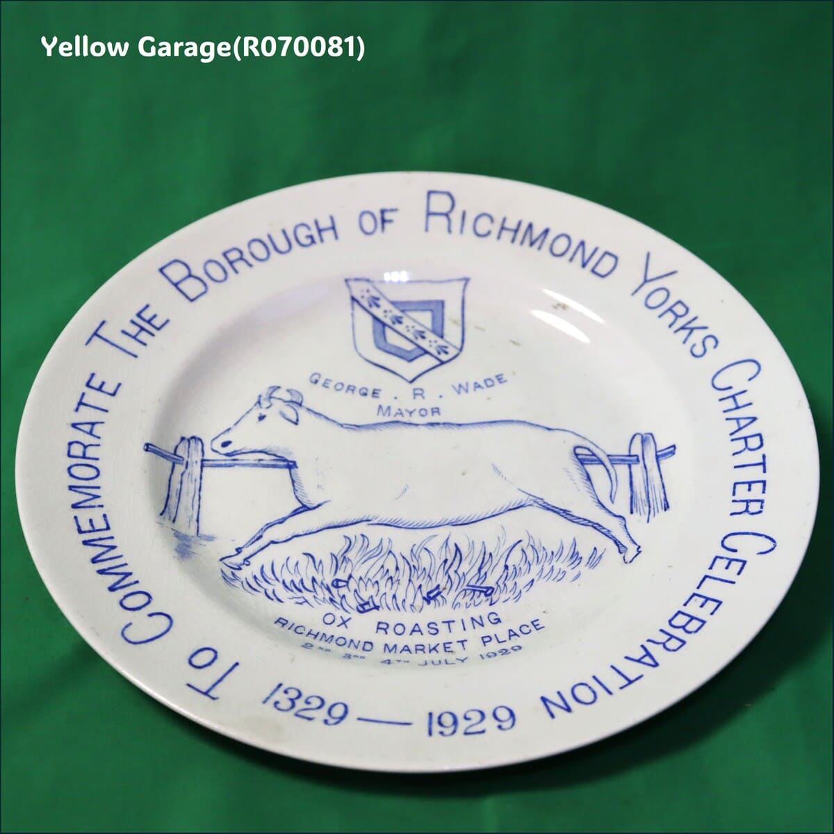 リッチモンド・ヨークシャー憲章600周年記念プレート（1929年製）＿正面