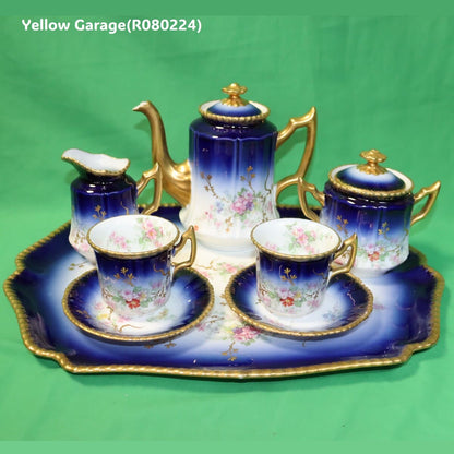 19世紀末〜20世紀初頭に製造されたフランス・リモージュのアンティークティーセット_フルセット全体