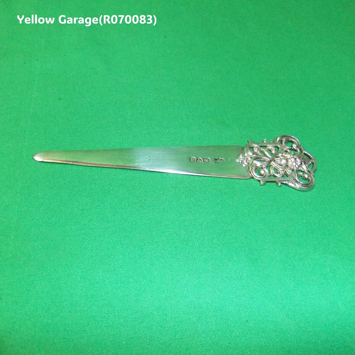 【英国製1967年製】スターリングシルバー ペーパーナイフ（ホールマーク＆イニシャル刻印入り）＿正面