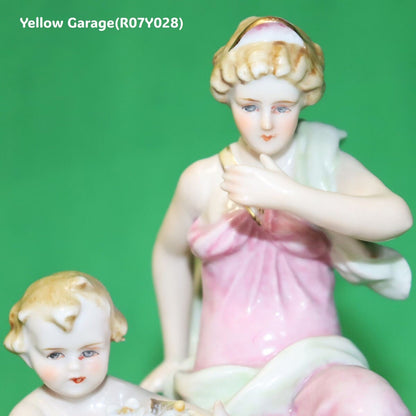 ロココスタイル 女神と天使の陶器フィギュリン｜ビスクポーセリン置物 28cm