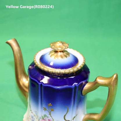 19世紀末〜20世紀初頭に製造されたフランス・リモージュのアンティークティーセット_ポット上アップ