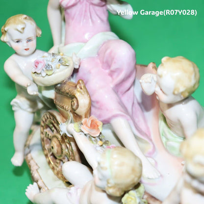 ロココスタイル 女神と天使の陶器フィギュリン｜ビスクポーセリン置物 28cm