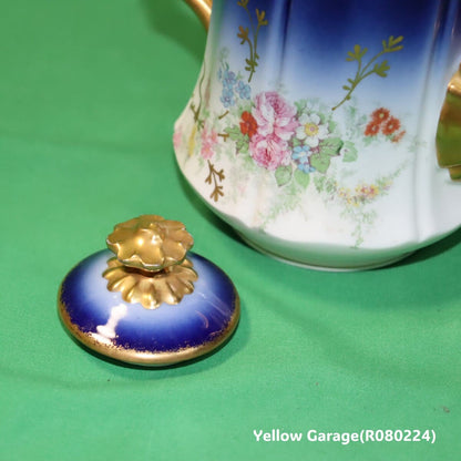 19世紀末〜20世紀初頭に製造されたフランス・リモージュのアンティークティーセット_ポット蓋アップ