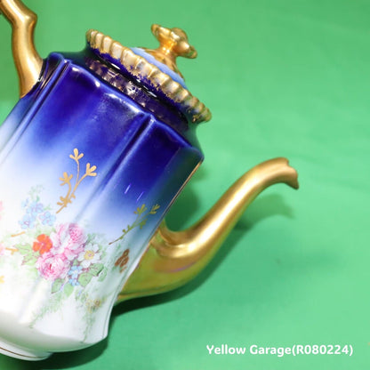 19世紀末〜20世紀初頭に製造されたフランス・リモージュのアンティークティーセット_ポット斜め