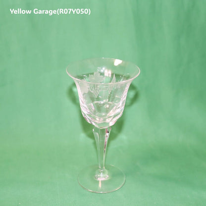 葡萄文様エッチング入りワイングラス（高さ14cm／ヴィンテージ風）