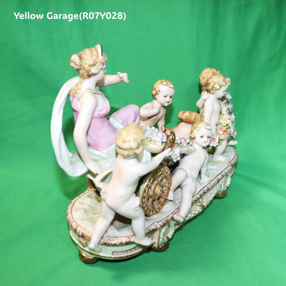 ロココスタイル 女神と天使の陶器フィギュリン｜ビスクポーセリン置物 28cm