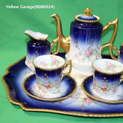 19世紀末〜20世紀初頭に製造されたフランス・リモージュのアンティークティーセット_フルセット左